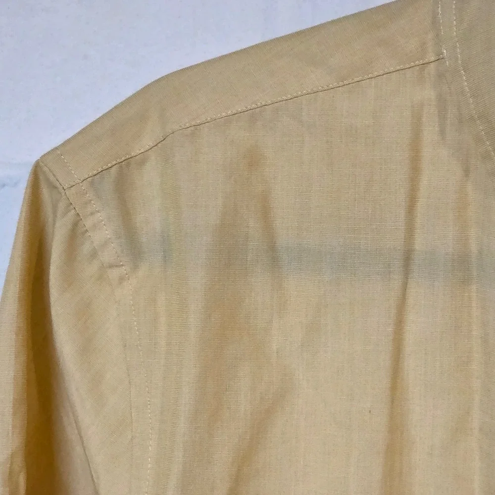 Banana Republic Men Slim Fit L Short‎ Sleeve Button Shirt Yellow Easter Spring